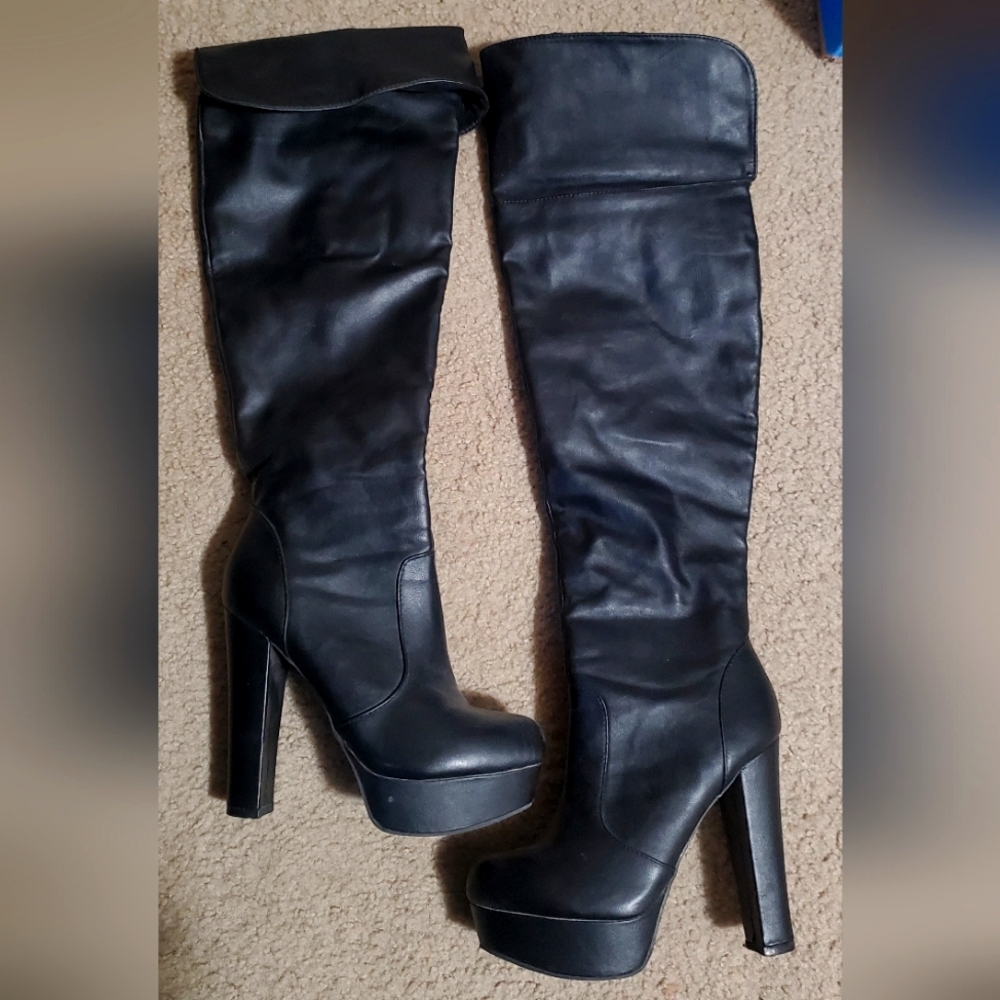 Platform over the knee or thigh high fold over boots